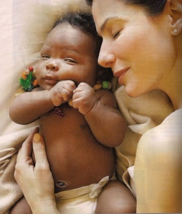 Actress Sandra Bullock with adopted son Louis. (Photo taken from People Magazine.)